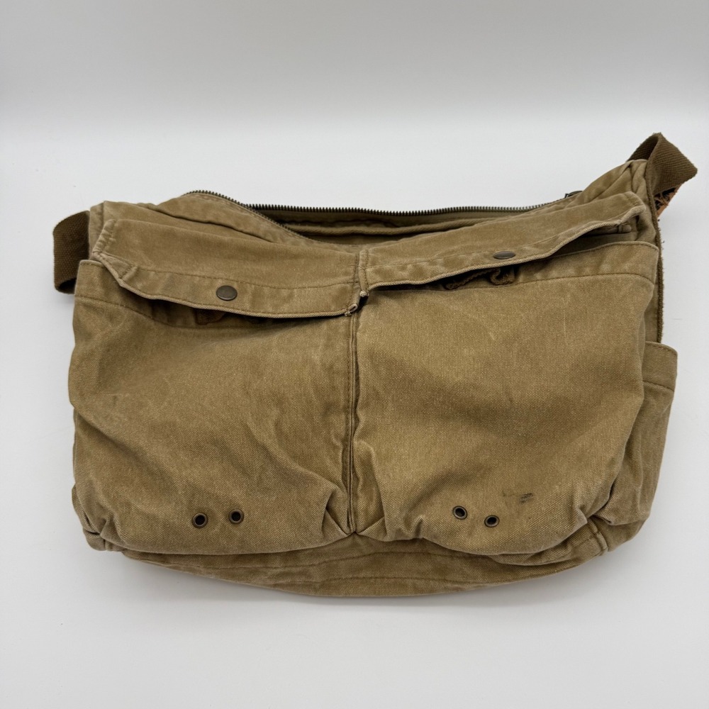 American Eagle Outfitters AEO Vintage Messenger Bag Khaki Canvas Crossbody Bag